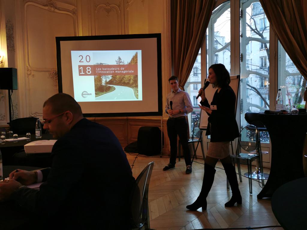 EFEmanagement's tweet photo. Dernière intervention de la journée, celle de @Thebaroudeurs pour un tour du monde des innovations managériales #pim2019 #management #talents https://t.co/v4nELUDs5C