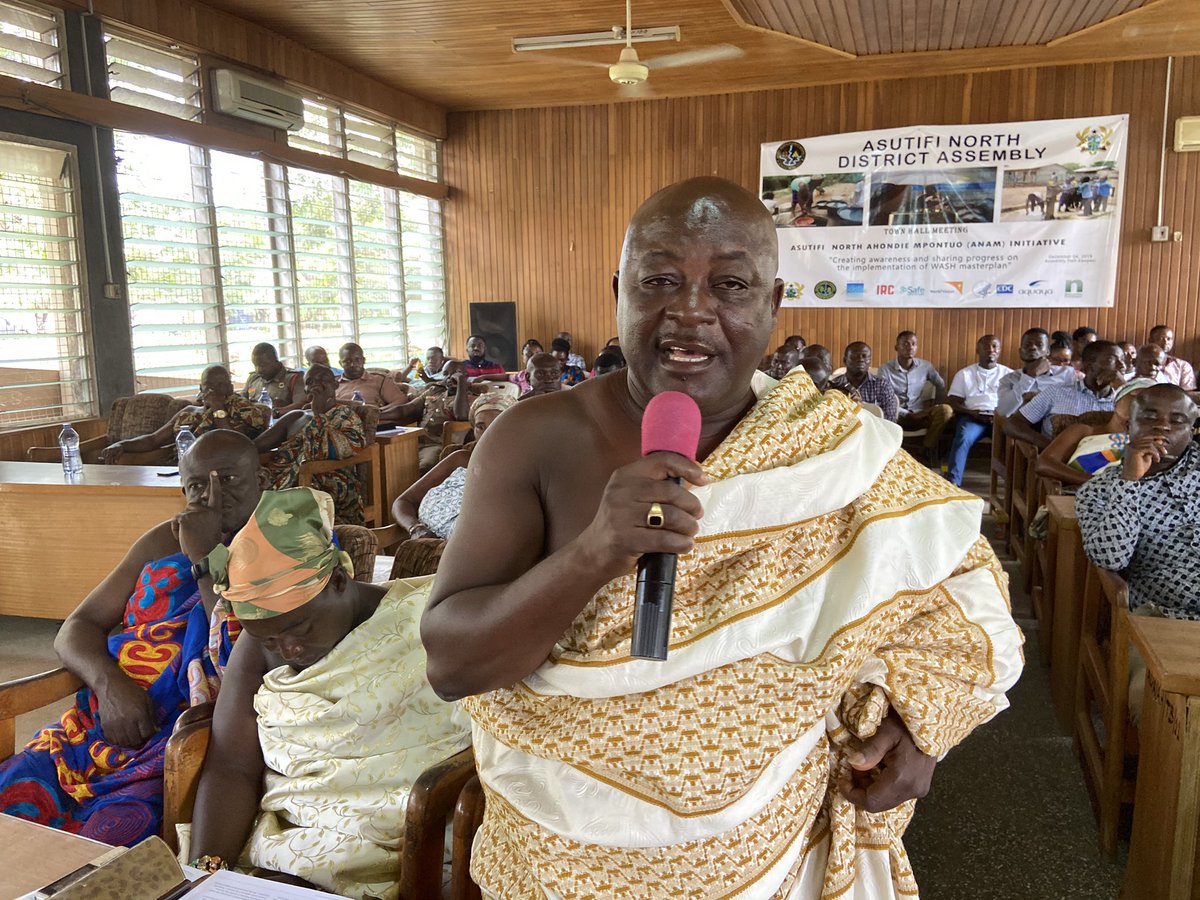 atengdem's tweet photo. Asutifi North district assembly and its partners @IRCWASH @Aquaya @WorldVisionGH @CDCgov @Network_Centric @safewaternet accounting to citizens of the district at #TownHall meeting on the progress made on the #ANAMInitiative https://t.co/p9IO1kbqpu