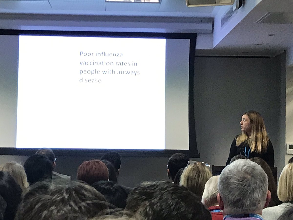 Another important message from <a href="/JessicaCG15/">Jessica Gates</a> highlighting the lack of influenza vaccine uptake in patients with airways disease #BTSWinter2019