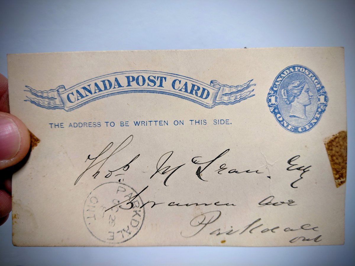 We found a trove of old documents in our headquarters a while back. This postcard is from 1887 (we think) and addressed to ‘Parkdale, Ont’.
