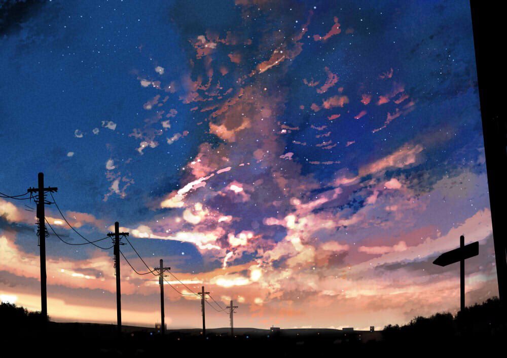「紺×橙色の夕焼けまとめです✨? 」|桜田千尋🌖2月17日よりプラネタリウムコラボのイラスト