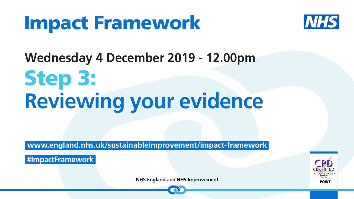 QIFUNdamentals's tweet photo. Ideally you should review your evidence at the beginning, middle and end of your #qualityimprovement project. But how can you do this? Join the #ImpactFramework webinar at 12 today to discover tools to help you https://t.co/Vy6hnlEn5b https://t.co/XKM9C9csE7