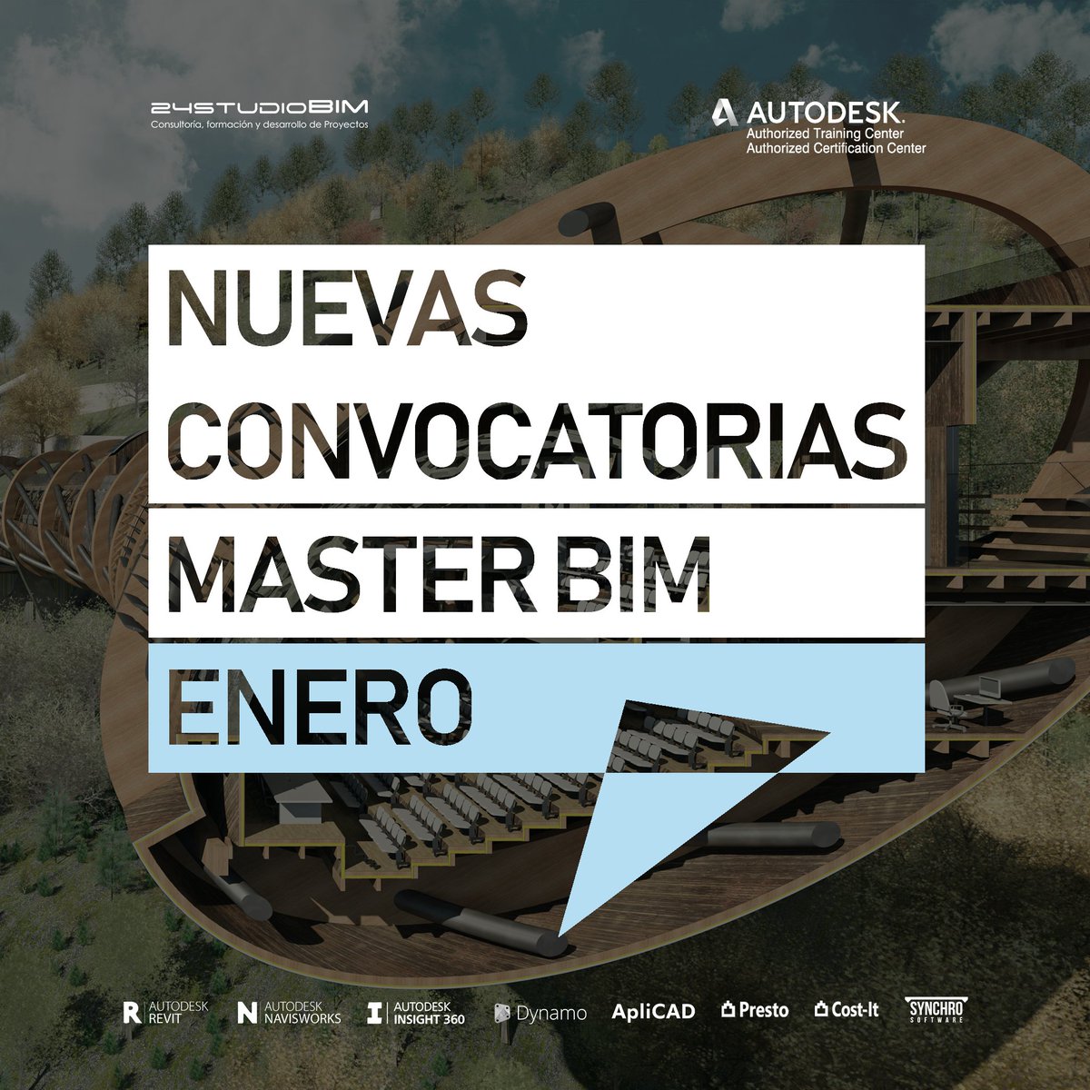 // MÁSTER BIM OFICIALES AUTODESK

Comienza nuevo año y con ello nuevas oportunidades para formarte en BIM. 24STUDIOBIM abrirá nuevas convocatorias para estudiar tu próximo Máster BIM Oficial de Autodesk este mes de enero.

+ info 912 32 50 50 / info@24studiobim.com