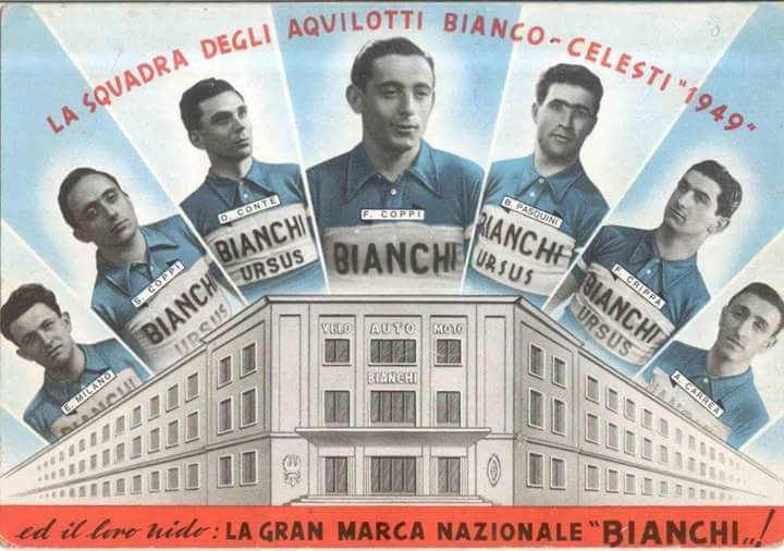 AdolfoBJ8182's tweet photo. Squadra Bianchi-Ursus. El mítico equipo ciclista de Fausto Coppi. Un dream team del ciclismo, donde también estaba Serse, el hermano de Fausto. https://t.co/4eQBPbLRbn