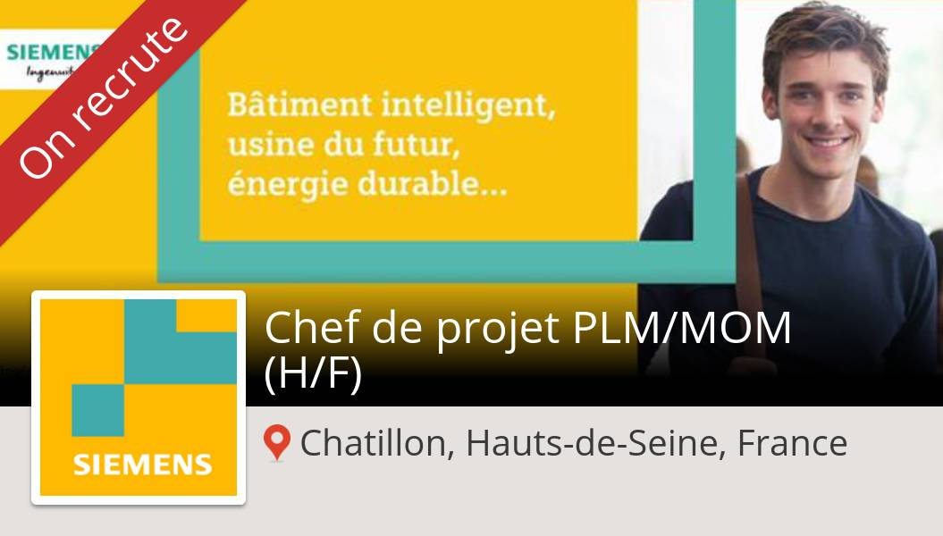 EricGassmann18's tweet photo. Besoin d'un #Chef de #projet PLM/MOM (H/F) #ChatillonHautsdeSeineFrance chez #Siemens. Postulez dès maintenant! #job https://t.co/bVQYt4Fg8i https://t.co/b4NoJ2o2yI