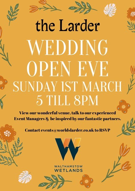 ForestVenues's tweet photo. Planning a wedding next year? Then make a date with the open evening taking place @E17Wetlands hosted by @thelarderlondon For more info, check out https://t.co/jWQUCldbWM or contact events@worldslarder.co.uk to RSVP. #Weddingseason #Weddings #Walthamstow https://t.co/c6ahLKSOut