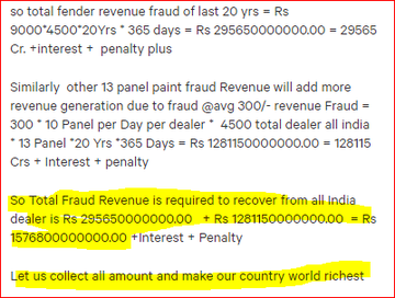 codehubind's tweet photo. #Alphabet of #corruption with promoted by @irdaindia #IIISLA only paint application 6 lac Crs with 2 lac crs Govt Revenue Fraud Cheating on consumer for Paint Depreciation 1000 of Crs. #ShameOnAnjana #मोदीजी_शिक्षामित्र_याद_है #SatyamevaJayate visit https://t.co/brDIObqZFh https://t.co/Z5If04u0tI