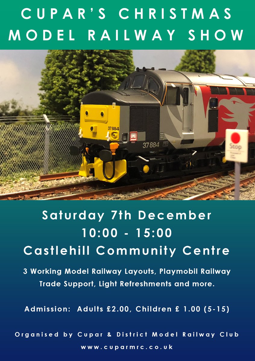Cuparmrc's tweet image. We will have a Colouring in Station at Cupar’s Christmas Model Railway Show this weekend, along with a Find Thomas &amp;amp; Friends challenge. 
There is also a raffle to win a @hornby Train set. #cuparmrc #whatsoncupar #whatsonfife #cupar