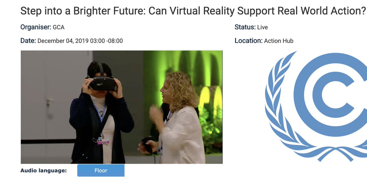 Very cool to see VR filmmaking as part of the #COP25 climate action summit.  <a href="/Surround_Vision/">Surround Vision</a> is building empathy and inspiring action