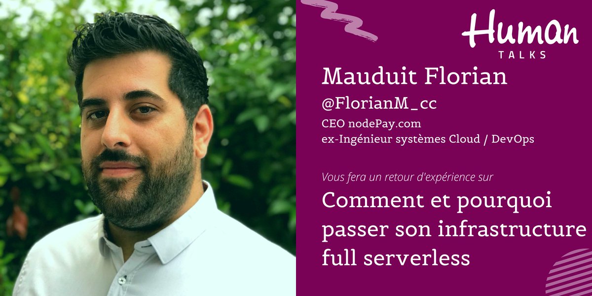 HumanTalksBdx's tweet photo. L'appel à été fructueux, nous voici avec notre 4ème speaker. 📣
Il s'agit de @FlorianM_cc ! CEO de @nodePayCC, il viendra vous expliquer les choix techniques qui l'ont incité à se tourner vers le serverless. ☁️ https://t.co/aPcFs3KDZ9