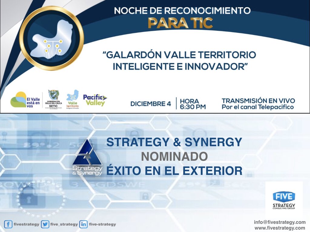 Five_Strategy's tweet photo. Muy felices y agradecidos con la Gobernación del Valle del Cauca y @TICGobValle por las nominaciones que hemos recibido. https://t.co/eTRrODiA7s