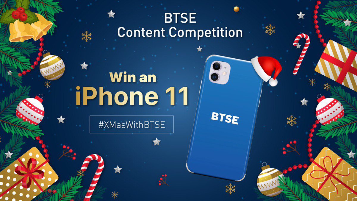 This Christmas, we’re hosting a special contest with the chance to win 3 iPhone 11!

1 iPhone each will be awarded:
🎊to the best article (e.g review, tutorial)
🎁to the best graphic, drawing, video, or meme
🎉by a very special mystery elf 🧝‍♂️ 

More Info:
blog.btse.com/post/xmaswithb…