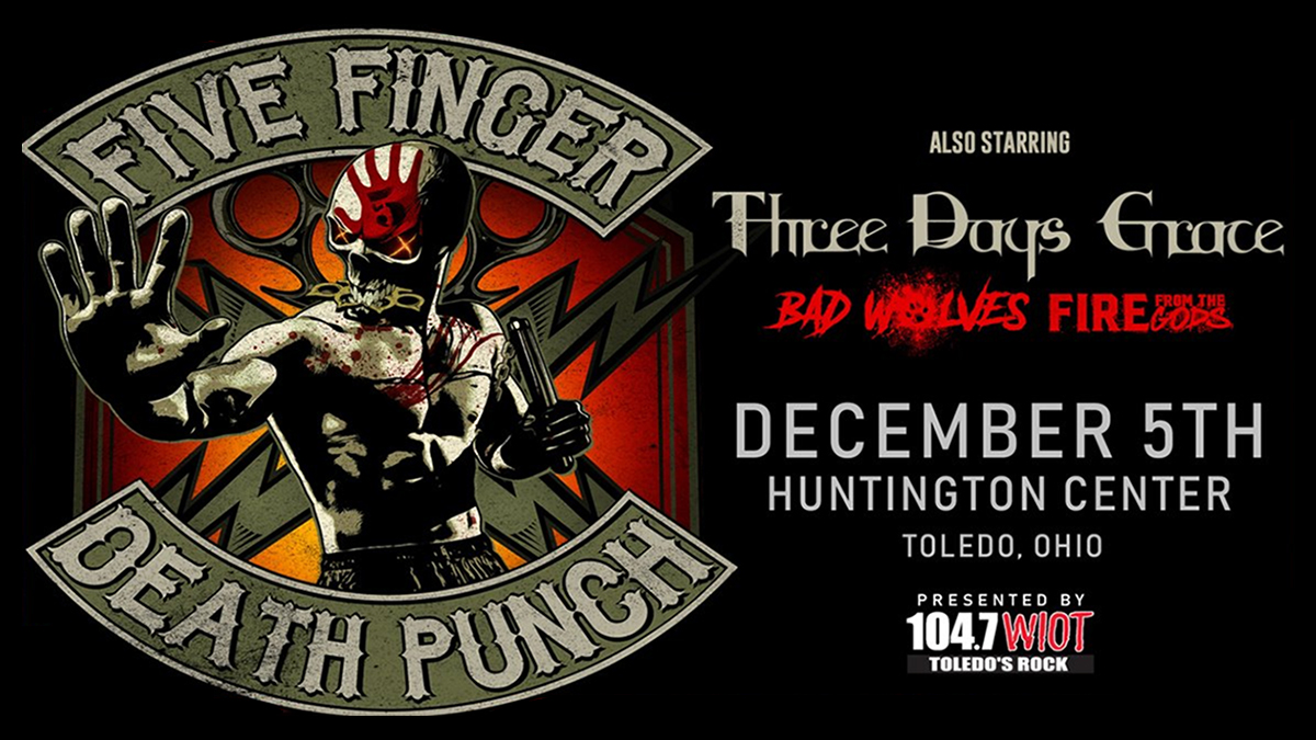 Five Finger Death Punch will bring their heavy metal sound to Toledo this Thursday for a headlining show at the Huntington Center. The show will also feature multi-platinum rockers Three Days Grace, global rock sensation Bad Wolves and newcomers Fire From The Gods.