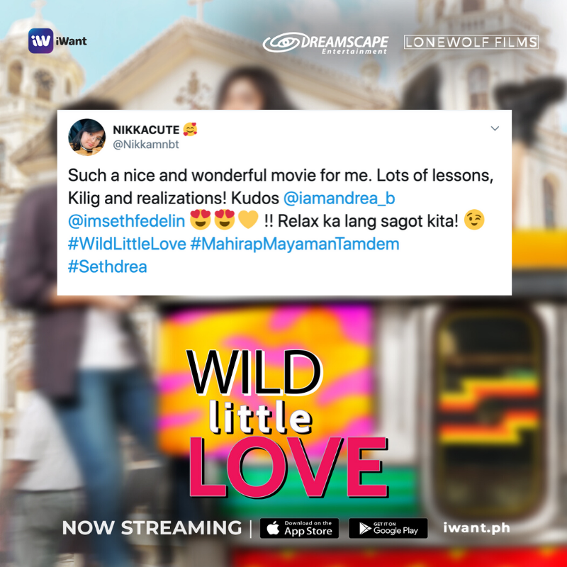 ofc_iwant's tweet photo. Netizens gone wild after watching #WildLittleLove on iWant! 😍💞Here are some of your reviews and reactions! Keep them coming!😉

Stream now! https://t.co/fNshlasNL8 

#NASAiWantYAN @DreamscapePH @benedictmique1 @iamandrea_b @imsethfedelin https://t.co/tmhlm4GKP6