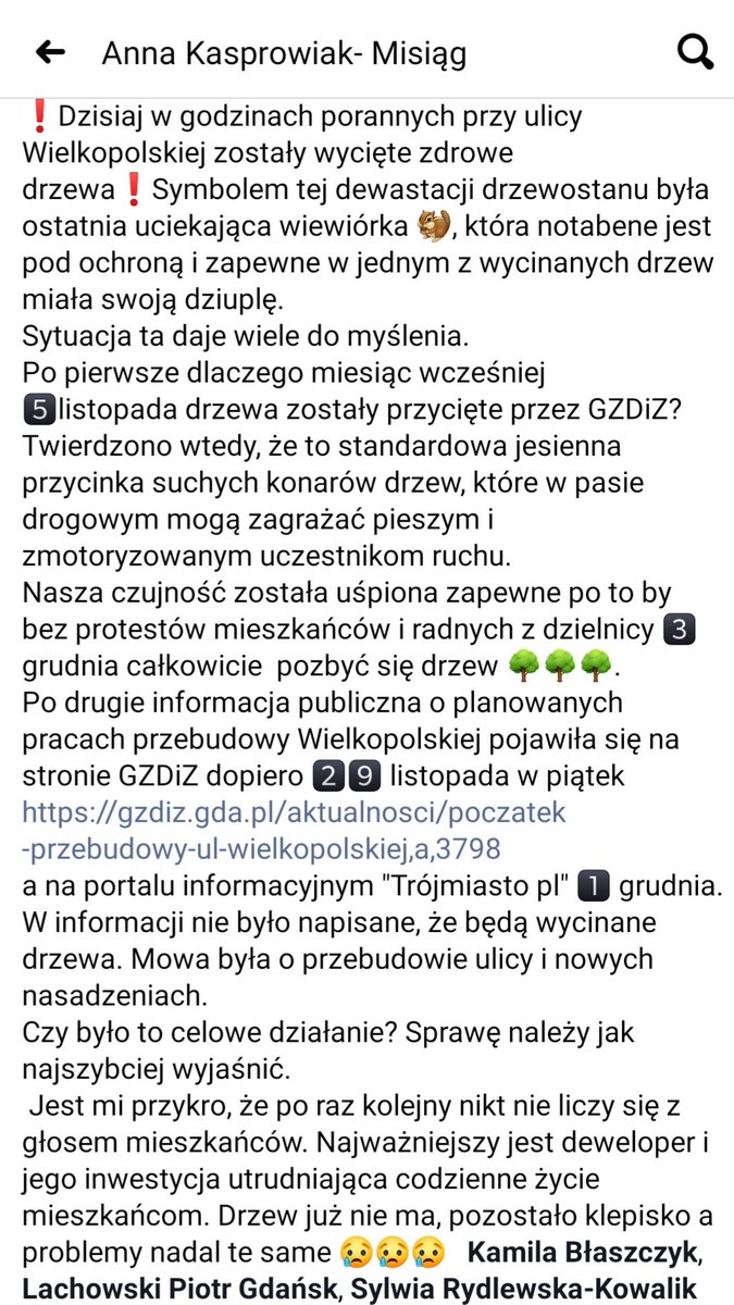 MajewskiPrzemek's tweet photo. Czy tak ma wyglądać "zielony Gdańsk"?
Wycinka drzew bez konsultacji z Radą Dzielnicy, bez konsultacji z mieszkańcami 😡 
Czy drzewa "kolidowały" deweloperowi w inwestycji?❗
Poniżej post p. Anny Kasprowiak-Misiąg na facebook'u
⬇️ https://t.co/Qz6RC8O3EX