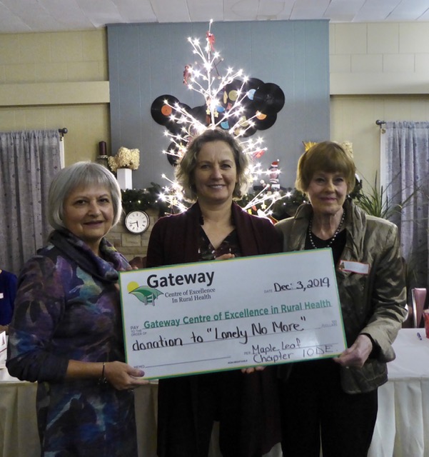 Thank you IODE (Maple Leaf Chapter) for making a donation to our Lonely No More (LNM) program! LNM is a peer-based program that aims to reduce social isolation in rural seniors. If you are interested in becoming involved in the LNM program please contact us at 519  612 1053.