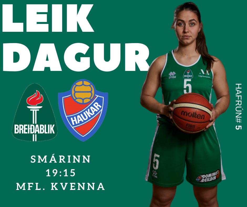 💚L E I K D A G U R💚

🍕Domino’s deildin
🏀Breiðablik - <a href="/HaukarKarfa/">HaukarKarfa</a> 
🏟Smárinn
🗓4/12
🕖19:15
🖥LIVE tölfræði á kki.is 

💚ÁFRAM BREIÐABLIK👏🏼
#korfubolti #dominosdeildin #blikar #blix