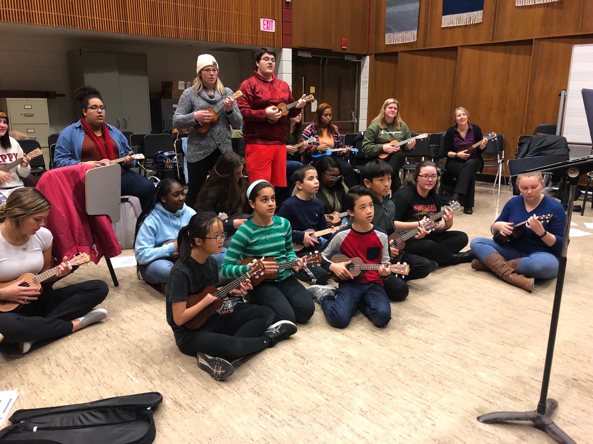 heronspecials's tweet photo. 5th Graders at Thurston came to EMU to perform, teach the college students how to play ukulele, and give pointers these future educators.
@a2thurston @a2thurston5 @A2schools
 @A2SchoolsSuper @EasternMichU https://t.co/YBqyjB1ZPz