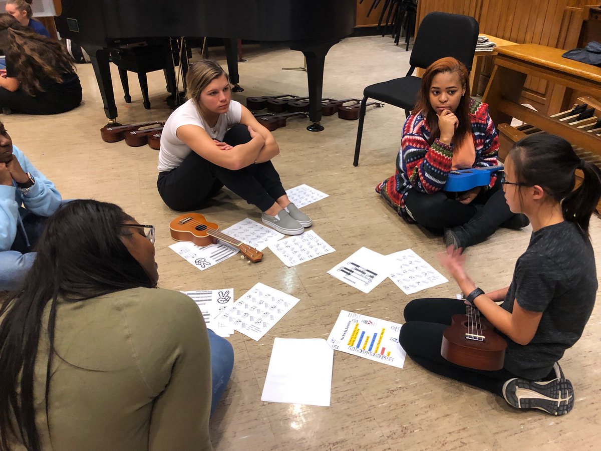 heronspecials's tweet photo. 5th Graders at Thurston came to EMU to perform, teach the college students how to play ukulele, and give pointers these future educators.
@a2thurston @a2thurston5 @A2schools
 @A2SchoolsSuper @EasternMichU https://t.co/YBqyjB1ZPz