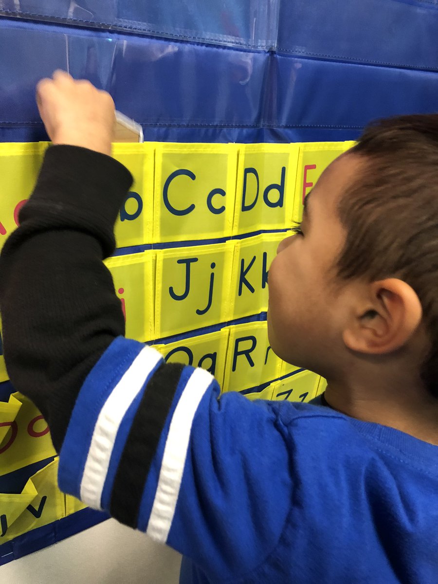 This boy is loving our new alphabet center! ❤️ #teambce