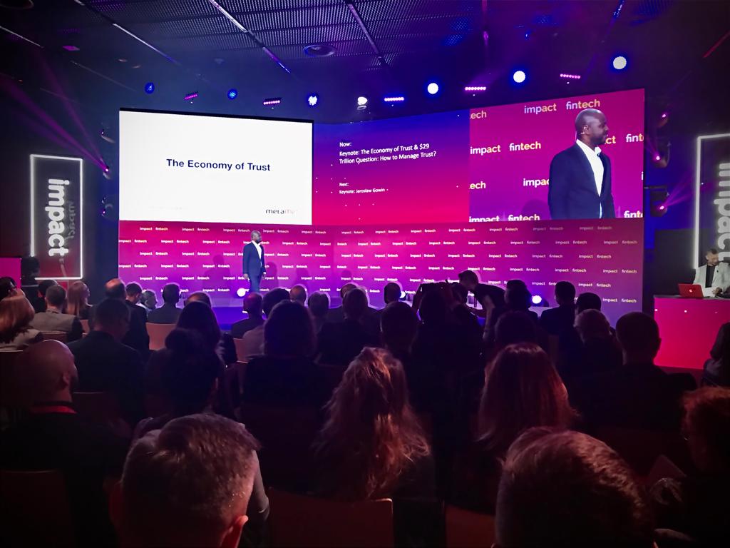 Incat__'s tweet photo. On the stage @ImpactCEE Dele Atanda @arkagent about the challenges of trust and how to manage it. #bankingofthefuture #fintech #bos @Incat__ https://t.co/9eUEcou9lO