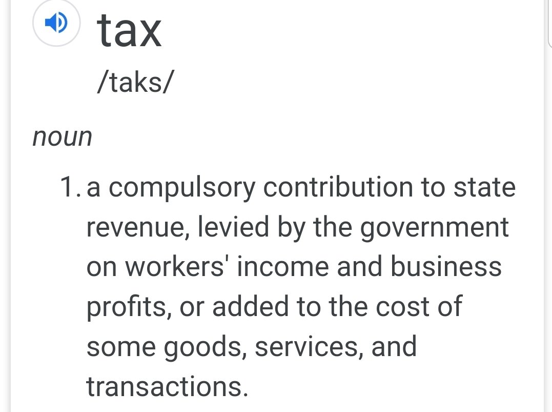 derandthompson's tweet photo. @MorningBlend969 Why is there so much discussion about the increase being a tax or not when the definition of a tax is very clear. It is a tax for goodness sake. https://t.co/j5pgfRKsZw