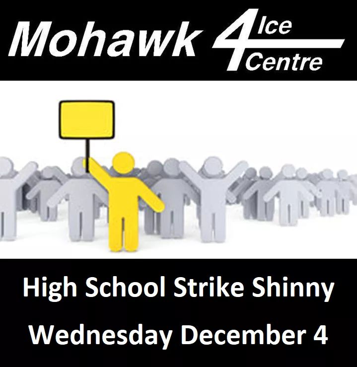 No school today?  Come join us for High School shinny today at 10:00AM and 2:00PM.