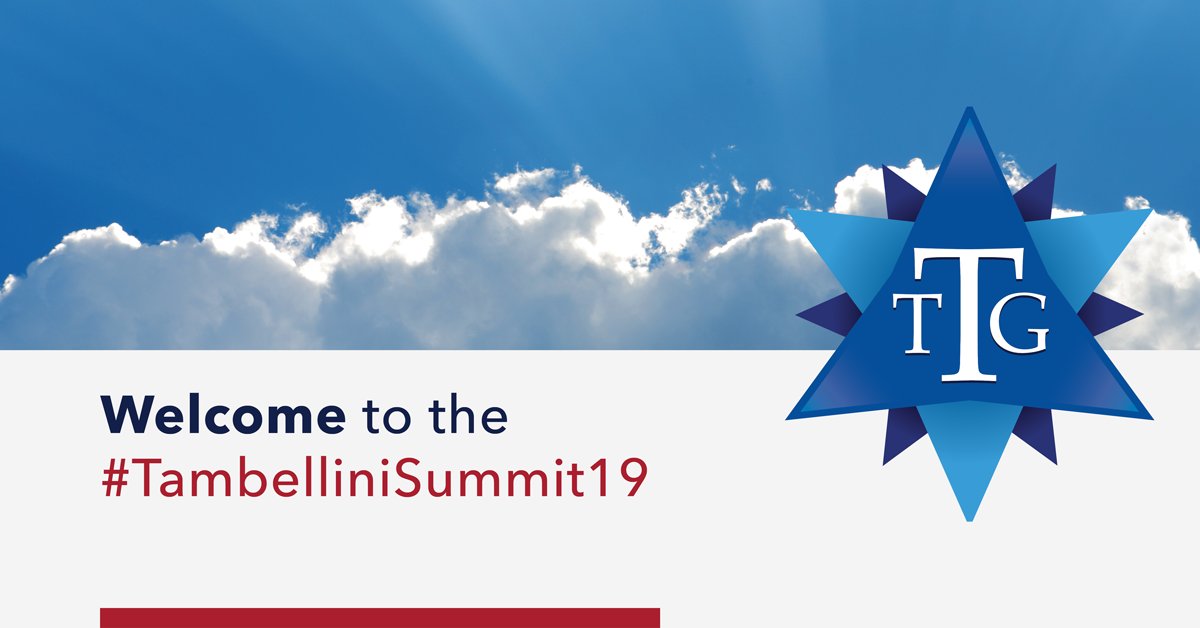 TambelliniGroup's tweet image. It's happening. Day 1 of the Tambellini Cloud Transformation Summit. Welcome to all our attendees and speakers. We’re looking forward to today’s great lineup of thought leaders and sessions. #TambelliniSummit19