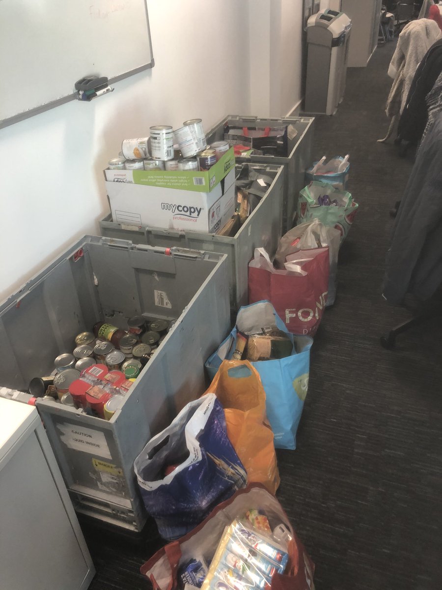 An amazing effort from all my friends &amp; colleges at Peacocks head office with their donations for <a href="/CardiffFoodbank/">Cardiff Foodbank</a>!
It’s gets larger every year! 
Sharon &amp; I will be delivering this lot tomorrow and you have made some vulnerable families Christmas a little brighter! Thank you 😘