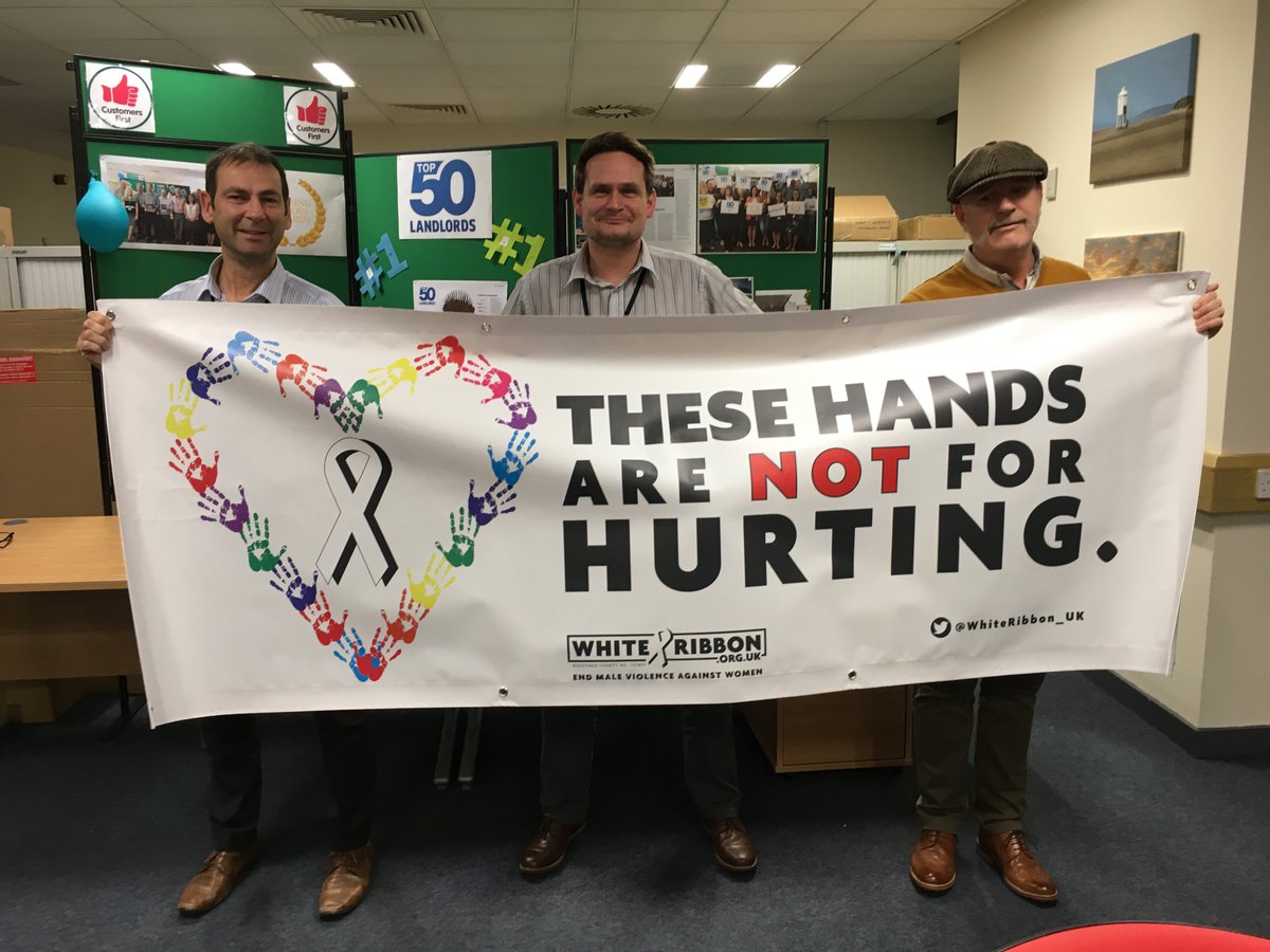 Here is a photo of three of our surveyors, Nick, Paul and Phil. The whole team here at Homes in Sedgemoor is committed to supporting victims of domestic abuse and supports <a href="/WhiteRibbon_UK/">White Ribbon UK</a> and the work in which it does. #16Days #WhiteRibbonDay #MakethePromise #GoTeamHiS