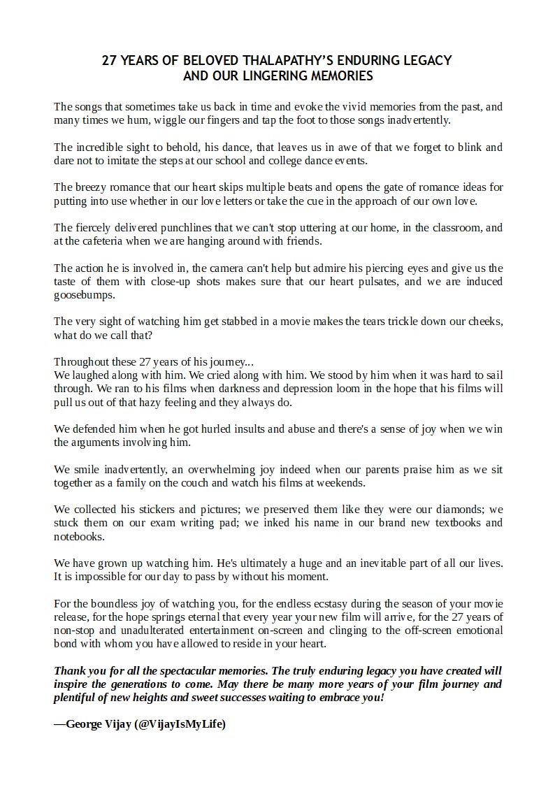 George 27 Years Of Beloved Thalapathy Vijay S Enduring Legacy And Our Lingering Memories Love You Thalaivaaaa Actorvijay Jagadishbliss 27yrsofkwemperorvijay 27yearsofthalapathyvijay Bigil T Co Loq8jnwbqr