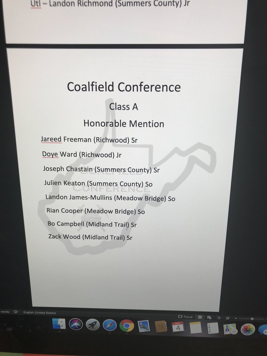 Class A All-Coalfield second team and honorable mention.
#wvprepfb