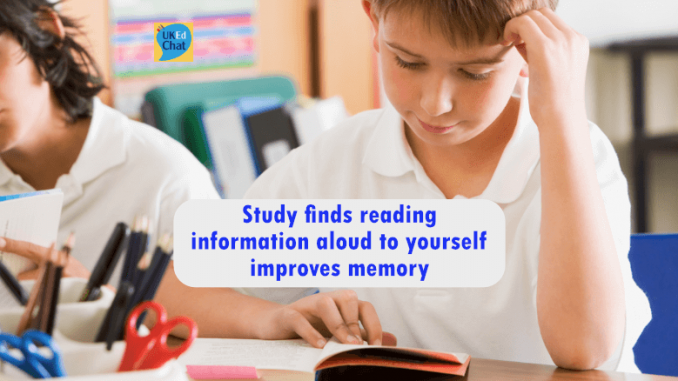 ukedchat's tweet photo. Study finds reading information aloud to yourself improves memory https://t.co/99dEaZsTLc #UKEdChat https://t.co/3uyWHOlZHO