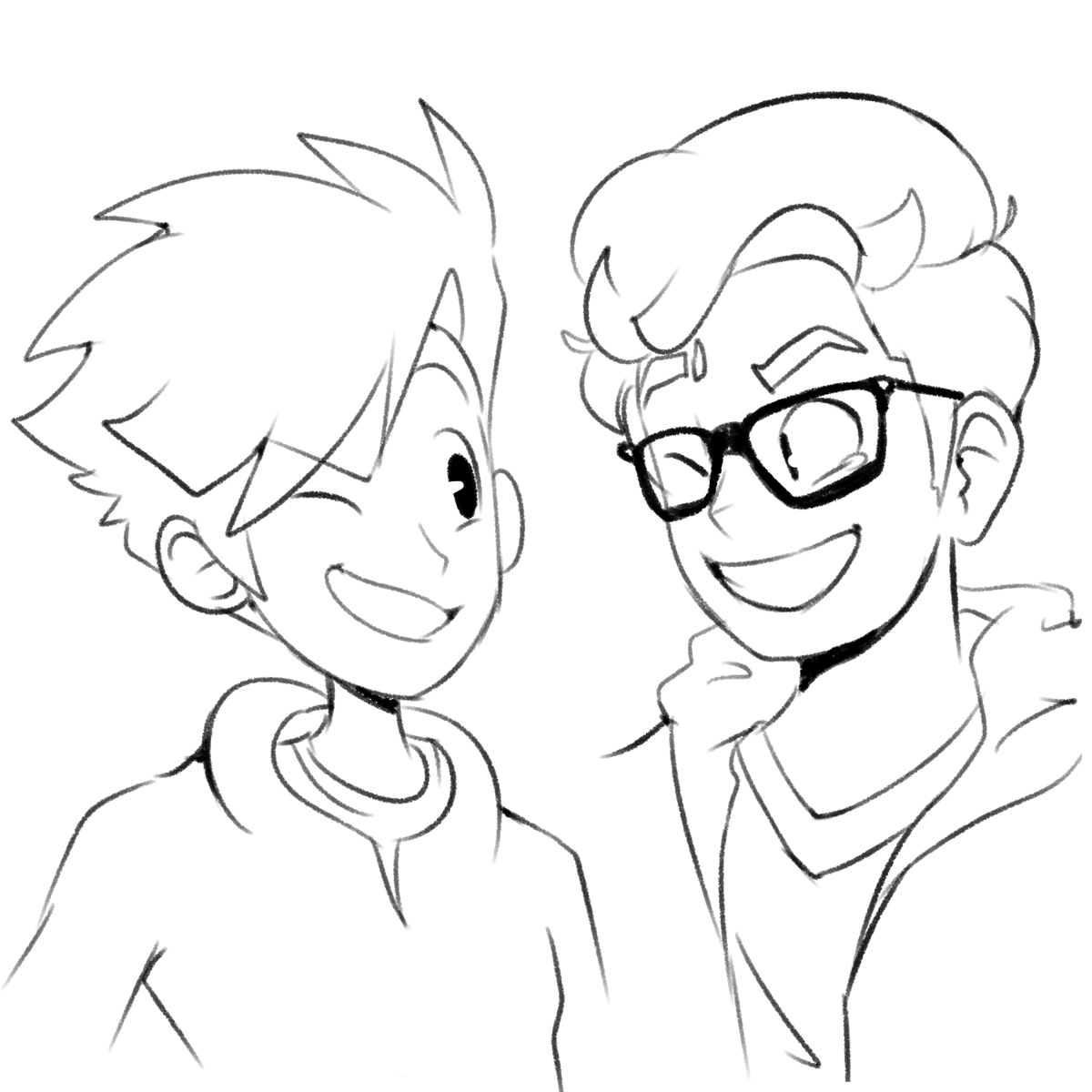 AND while I did this, I got the idea of my new art-style meeting my old one from a meme. Dang i REALLY liked spiky anime hair back in the day. 