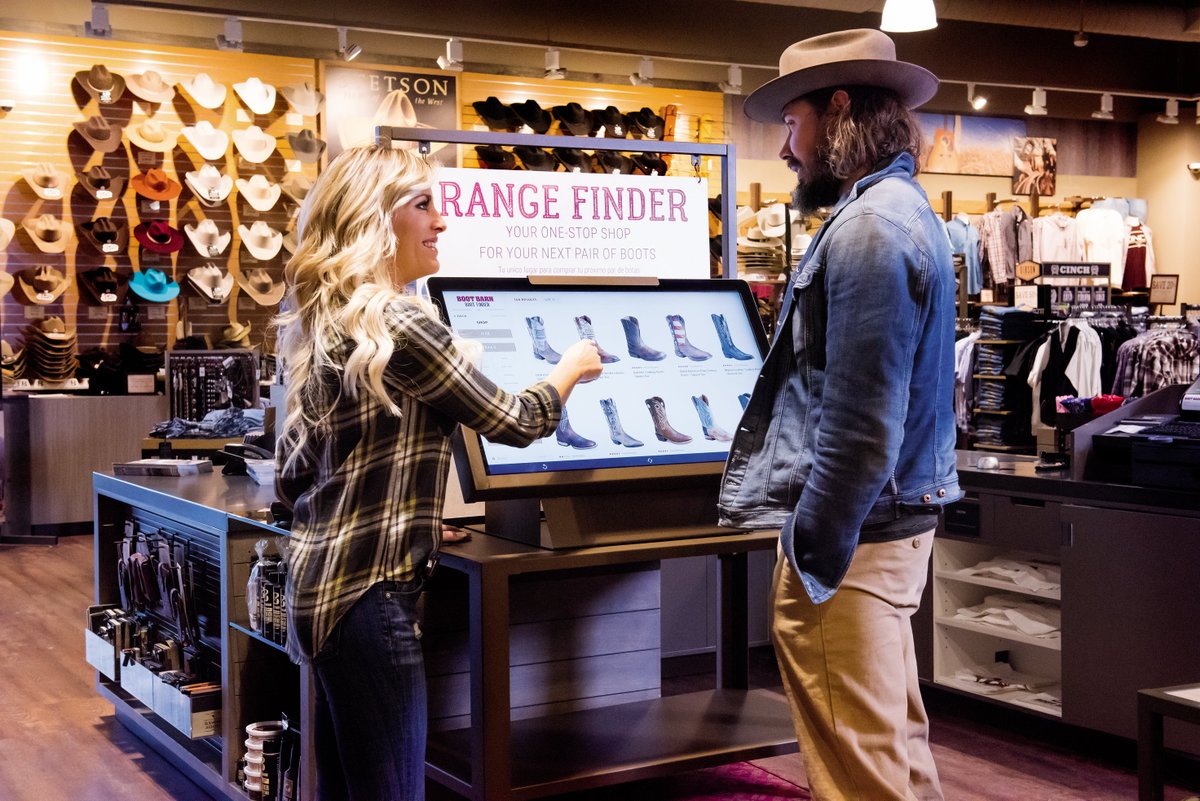 Learn how Boot Barn powers more in-store sales with their Range Finder kiosk using a 32" touchscreen, Elo Backpack compute engine and EloView software: lnkd.in/dBvnrK8 | #EloIsEverywhere