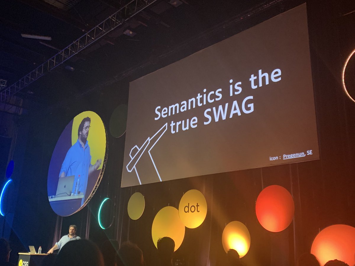 Slide that says "semantics is the true SWAG" with a stick figure doing the dab