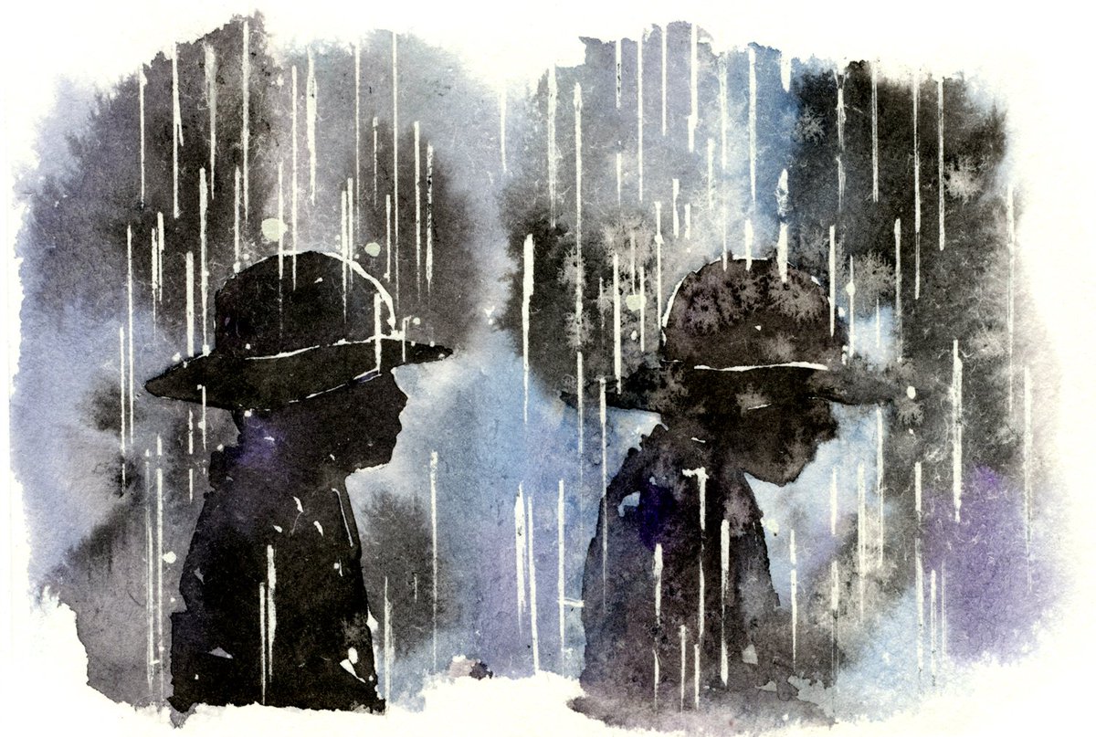 水彩画 雨の描き方6】 つまり、水彩画は塩やマスキングインクなどの