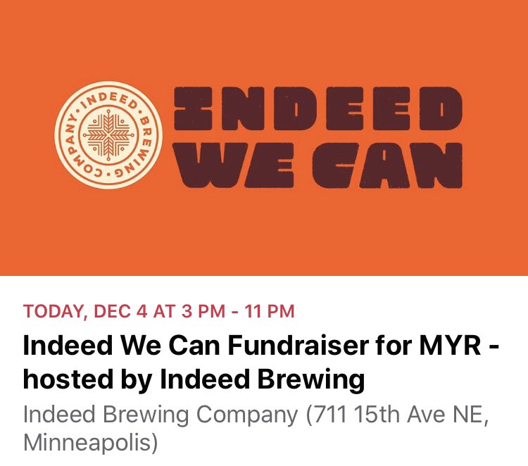 MeganBraun's tweet photo. Come out today from 3pm - 11pm and have a pint while giving to good cause with @MNYouthRugby &amp; @indeedbrewing #indeedwecan #YouthRugby  
https://t.co/WisaLqUu8U https://t.co/ZvPB4eoCqR