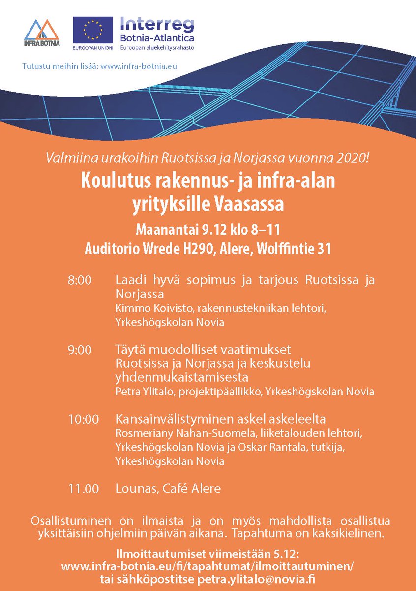 Vielä ehdit mukaan! Ohjelma on nyt tiivistetty. Etänä osallistuminen on myös mahdollista. Ilmoittaudu mukaan viimeistään torstaina 5.12. 
Ännu hinner du med! Programmet är nu avkortat. Man kan även delta online. Anmäl dig senast torsdag 5.12.