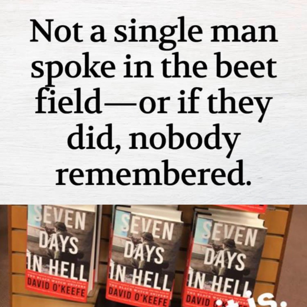 okeefehistorian's tweet photo. For those of you who have had a chance to devour Seven Days in Hell feel to share your favourite lines from the book with the hashtag #sevendaysinhell https://t.co/kQivY2UcsO