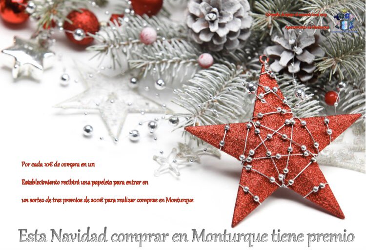 De nuevo este año desde el Ayuntamiento de Monturque comenzamos la Campaña de Apoyo al Comercio Local “Este Año Comprar en Monturque tiene Premio” en el que se podrán conseguir hasta 3 premios  por valor de 200€ cada uno a consumir entre los comercios de la localidad