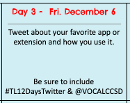 VOCALCCSD's tweet photo. It's Day 3 of the #TL12DaysTwitter Challenge! We want to hear all the useful apps and extensions! https://t.co/P7eH9VtgyL