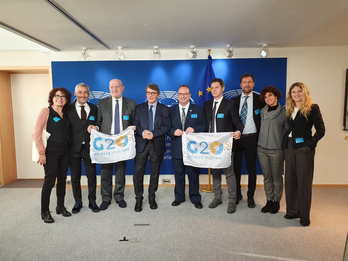 GNobiletti's tweet photo. Vieste a Bruxelles con il G 20s per incontrare il  Presidente del Parlamento Europeo, David Sassoli. Portiamo in Europa i temi e le problematiche delle destinazioni balneari più importanti d'Italia. @micheleemiliano @loredanacapone @rafpiemontese @IlMattinoFoggia @foggiatoday https://t.co/ZDmRnKmiI2