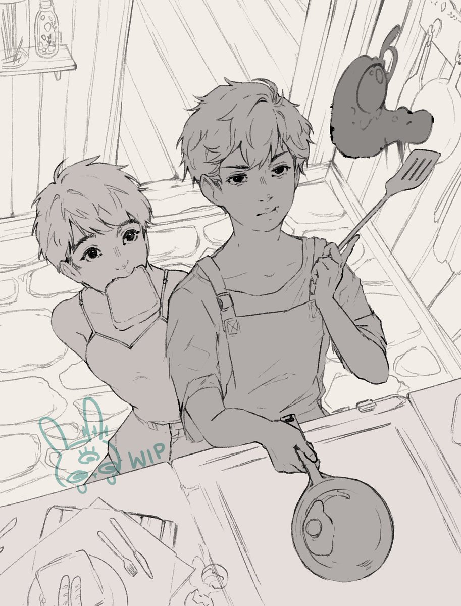 Selfcare means cooking breakfast together!

A personal piece WIP! 