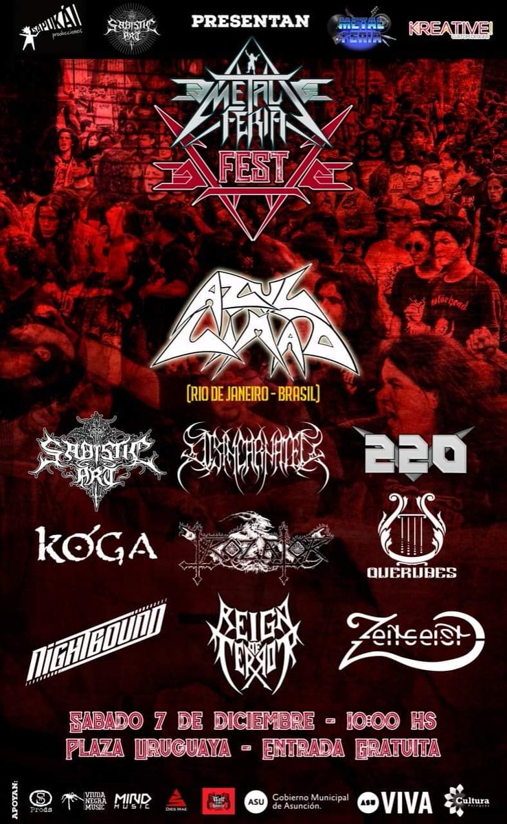 Este sábado 7 de diciembre, de viene la 5ta versión de la Metal Feria Fest. 
Ese día a partir de las 10:00 horas estaremos con nuestro stand de ventas, con los materiales de nuestras bandas.