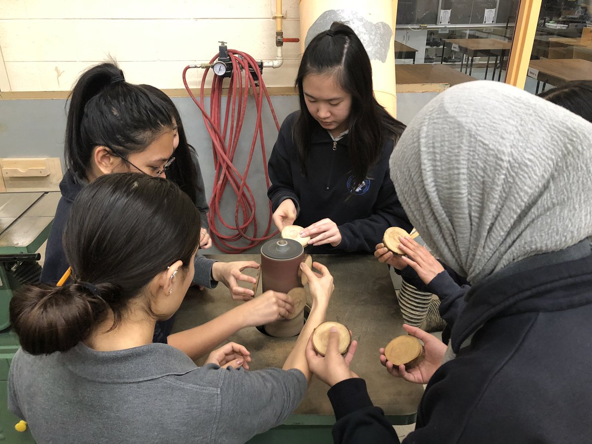 TechFmm's tweet image. Over 40 female students at FMM used power tools in the Wood Shop for the first phase of their hand crafted wood ornament.  Second phase workshop to take place on Tuesday Dec 10th. @FMMtweets @fmmrobotics2019 @TechFmm #womeninconstruction #womenintech #womenintrades
