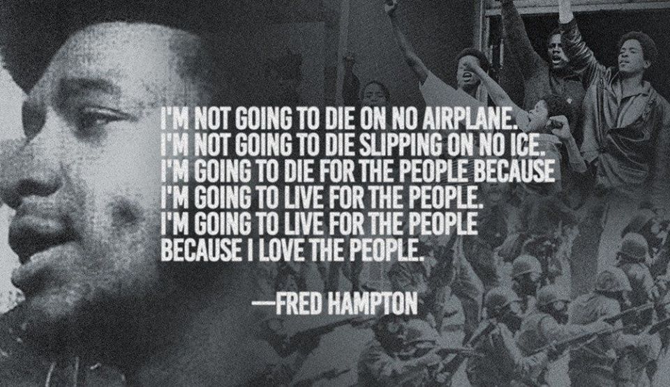 BlkHistStudies's tweet photo. "I'm not going to die on no airplane. I'm not going to die slipping on no ice..." - Fred Hampton #blackpantherparty #fredhampton #chicago https://t.co/W2cUC7C5rn
