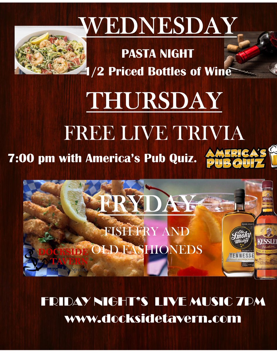 Join us for Wine Down Wednesday and #PastaNight Chef's special pasta dish and 1/2 priced bottled wine.