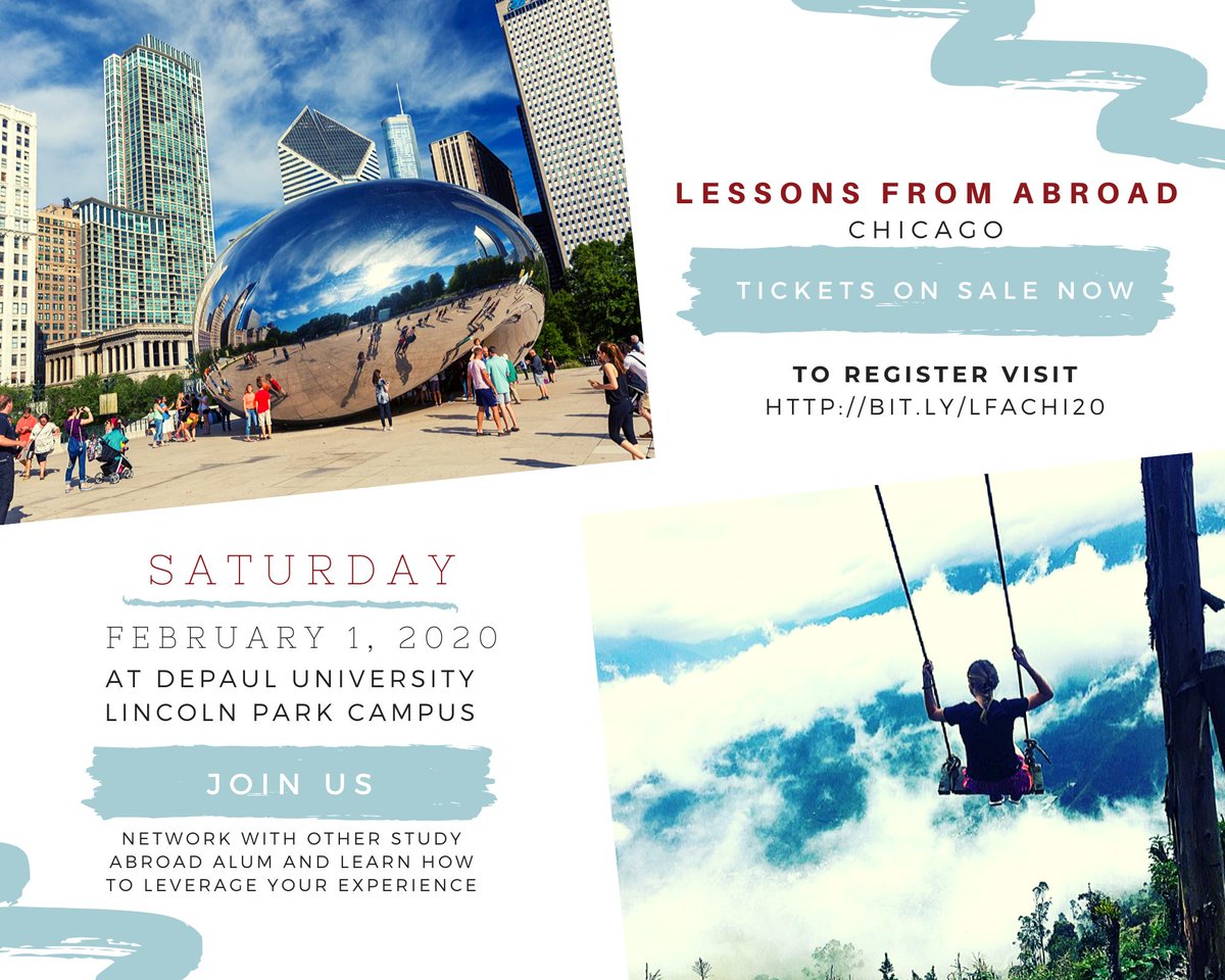 BSU_StudyAbroad's tweet photo. The Lessons From Abroad (LFA) Chicago Study Abroad Returnee Conference will take place Feb. 1 at DePaul University. Register today at https://t.co/ZlN8SfUNvF #lessonsfromabroad #studyabroad #LFACHI20 https://t.co/RlyN5o1V1z