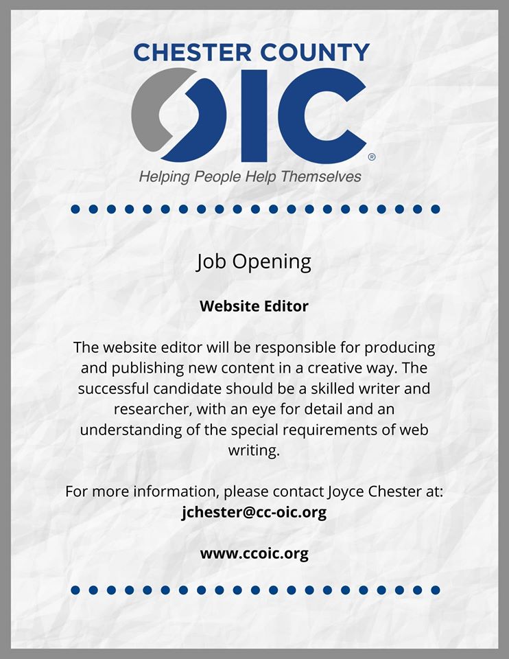 ChesCoOIC's tweet image. #JobOpportunity #Career #WebsiteEditor
